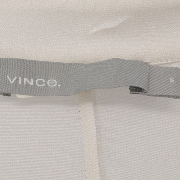 Vince Oversized Silk Tunic Blouse V Neck Long Sleeve High Low Cream Size Medium - Picture 8 of 8